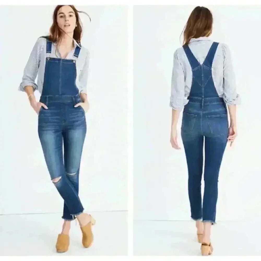 Madewell‎ Brodie Distressed Fray Hem Overalls XS